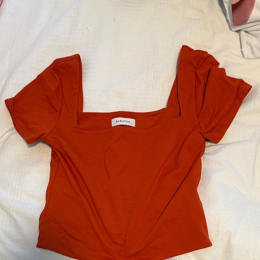 Aritzia Orange Crop Top
